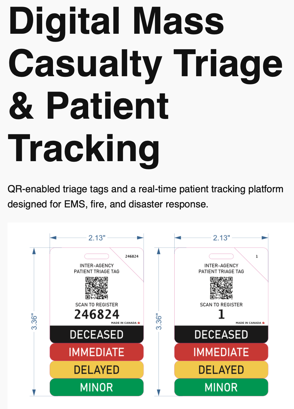 Digital casualty triage and patient tracking system